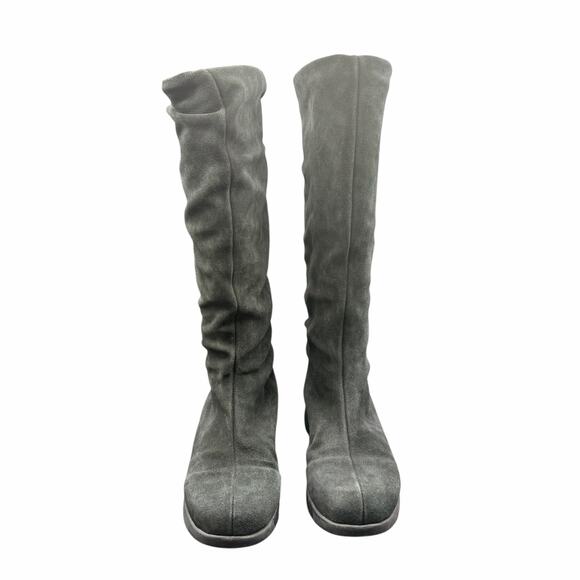 La Canadienne Black Suede Slouch Knee High Boots 6.5W Faux Fur Lined wide width - Picture 3 of 15